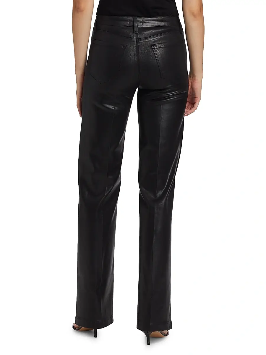 L'AGENCE Women's Clayton Coated High-Rise Straight-Leg Jeans - Noir Coated | Thumbnail 5 L'AGENCE Women's Clayton Coated High-Rise Straight-Leg Jeans - Noir Coated | Thumbnail 5