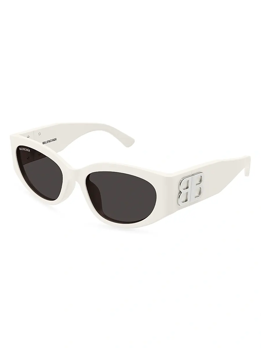 Balenciaga Women's Bossy 55MM Oval Sunglasses - White Grey | Image 1 Balenciaga Women's Bossy 55MM Oval Sunglasses - White Grey | Image 1