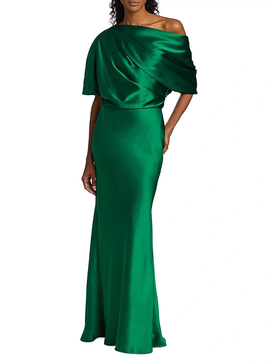 Amsale Women's Satin One-Shoulder Gown | Thumbnail 2