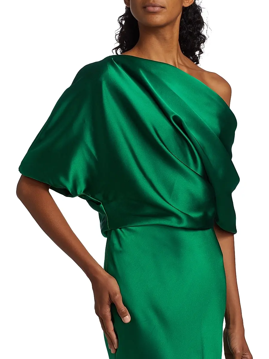 Amsale Women's Satin One-Shoulder Gown | Thumbnail 6