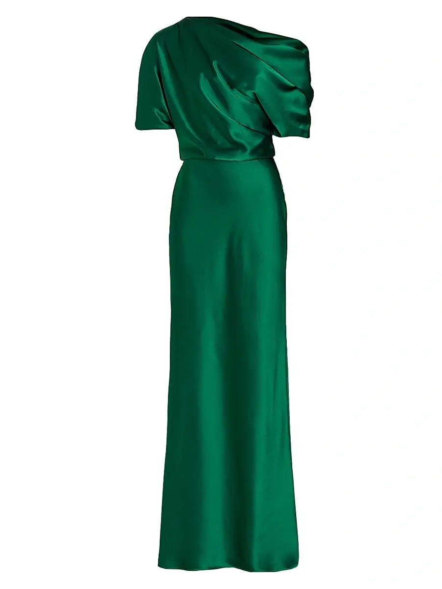 Women's Satin One-Shoulder Gown