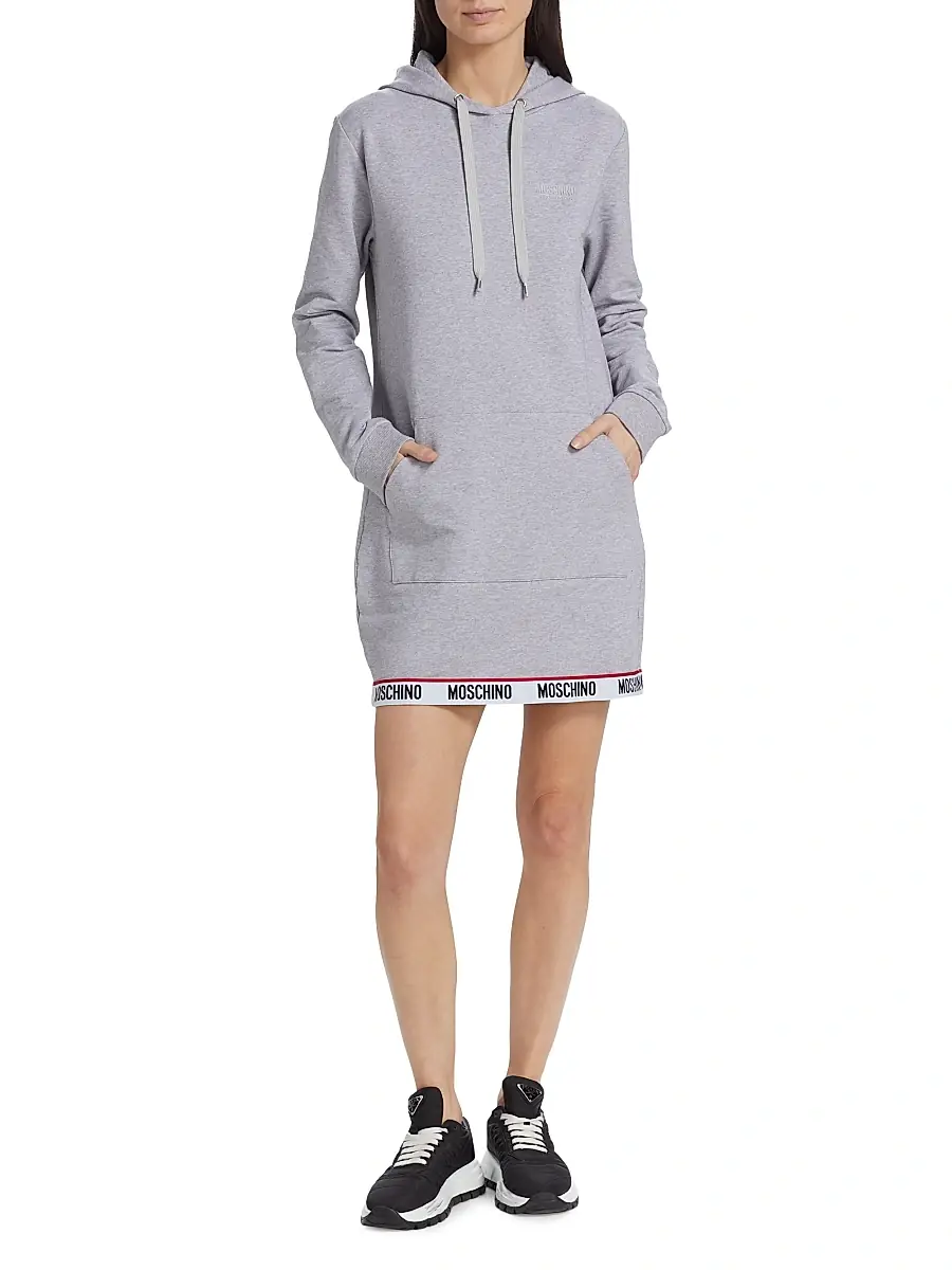 MOSCHINO Women's Hooded Logo-Tape Minidress | Thumbnail 2