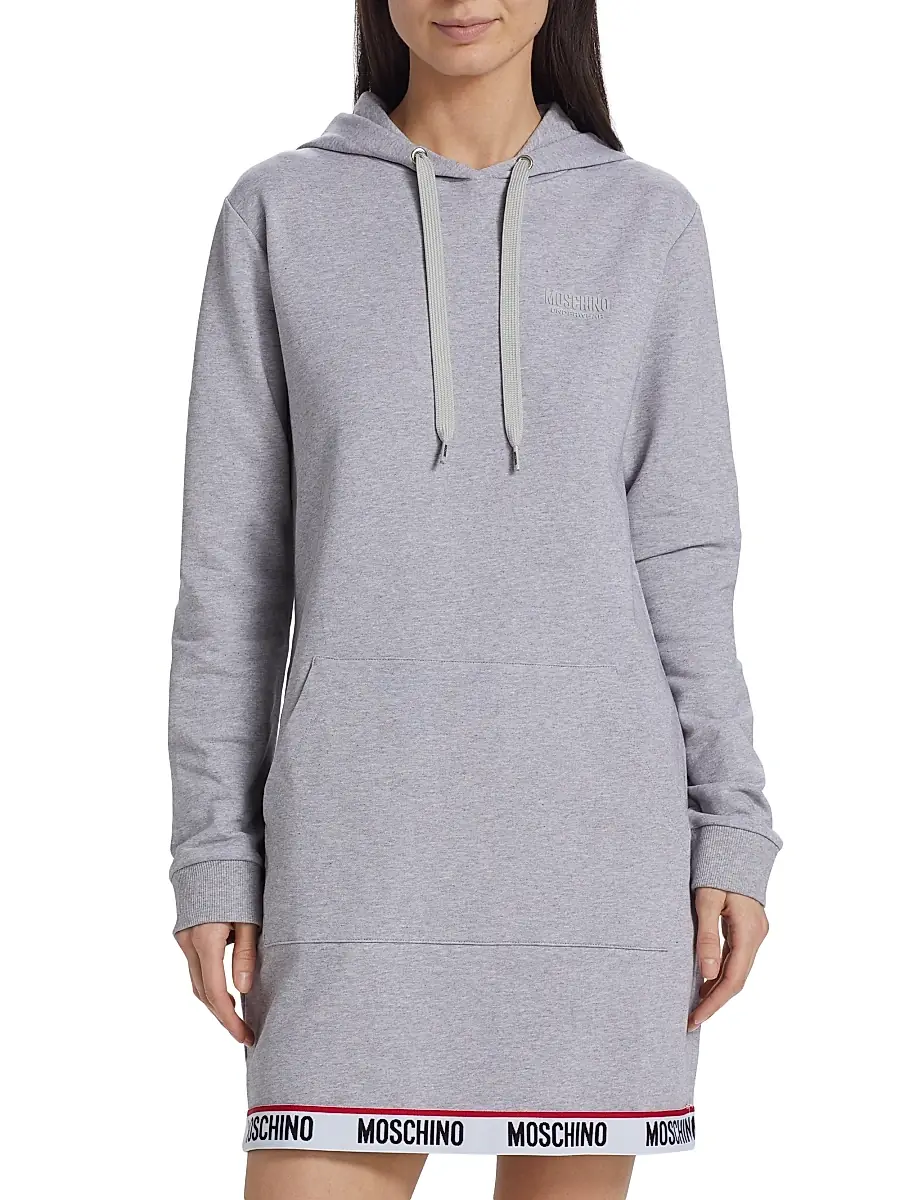 MOSCHINO Women's Hooded Logo-Tape Minidress | Thumbnail 3