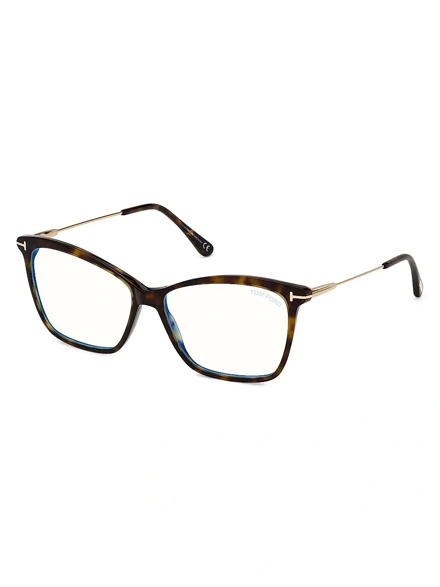 TOM FORD Women's 56MM Square Blue Filter Eyeglasses - Dark Havana | Thumbnail 2 TOM FORD Women's 56MM Square Blue Filter Eyeglasses - Dark Havana | Thumbnail 2