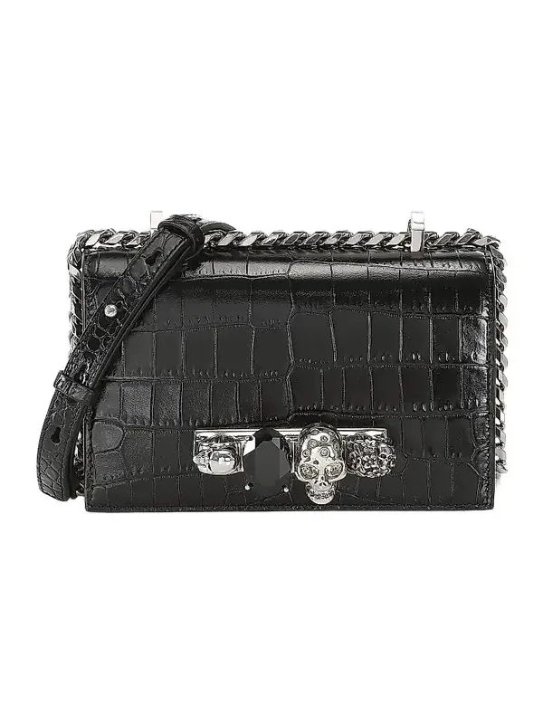 Women's Mini Jewelled Satchel In Leather - Nero Women's Mini Jewelled Satchel In Leather - Nero