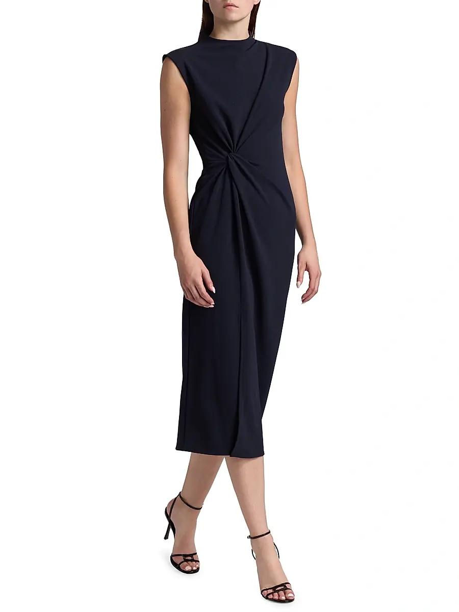 TANYA TAYLOR Women's Robinella Scuba Crepe Midi-Dress | Thumbnail 4