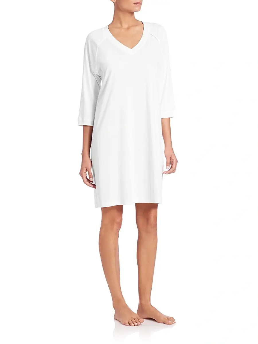 Hanro Women's Pure Essence Three-Quarter Sleeve Gown | Thumbnail 2 Hanro Women's Pure Essence Three-Quarter Sleeve Gown | Thumbnail 2