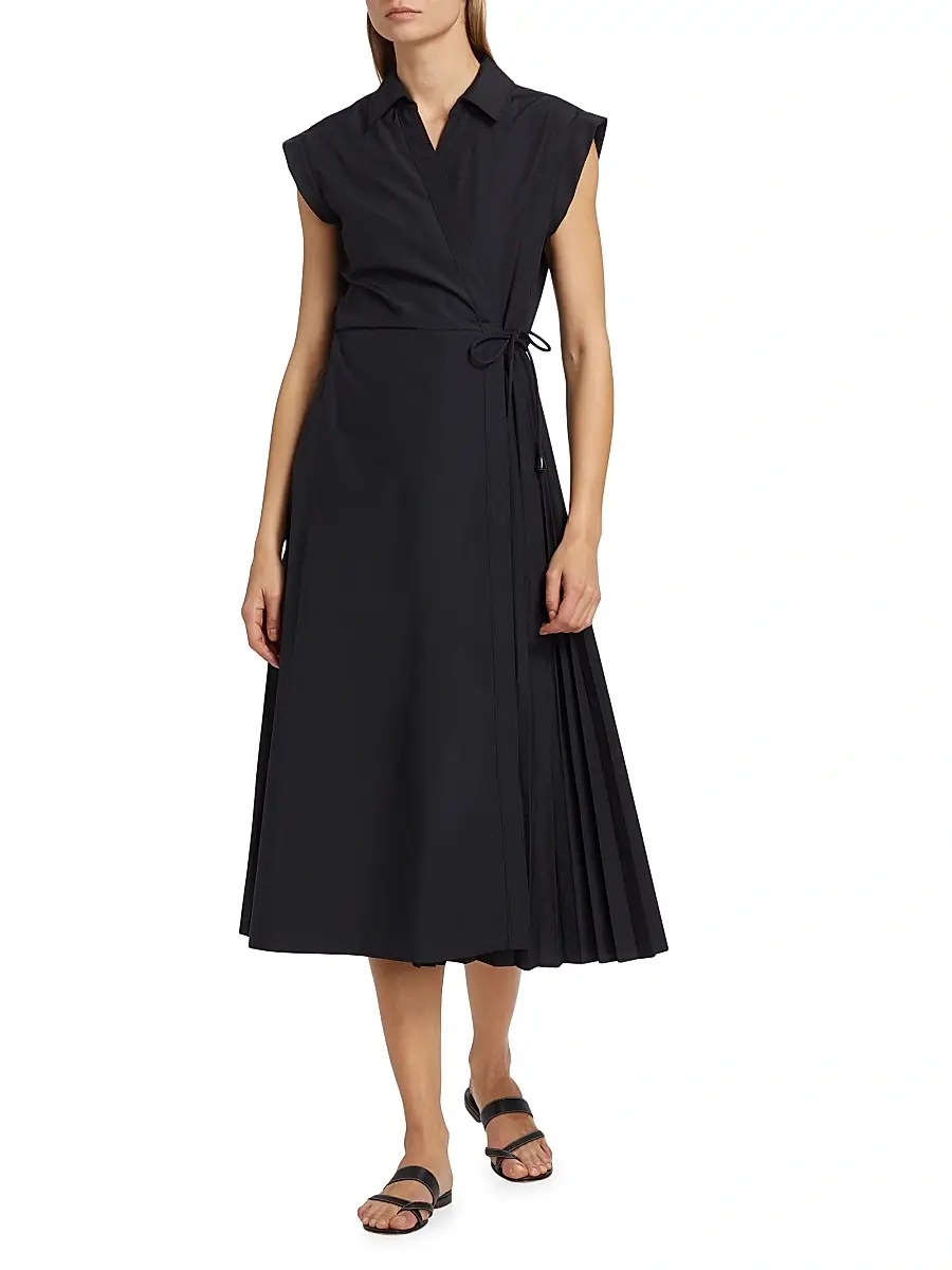 TANYA TAYLOR Women's Shivon Pintucked Midi-Dress | Thumbnail 2
