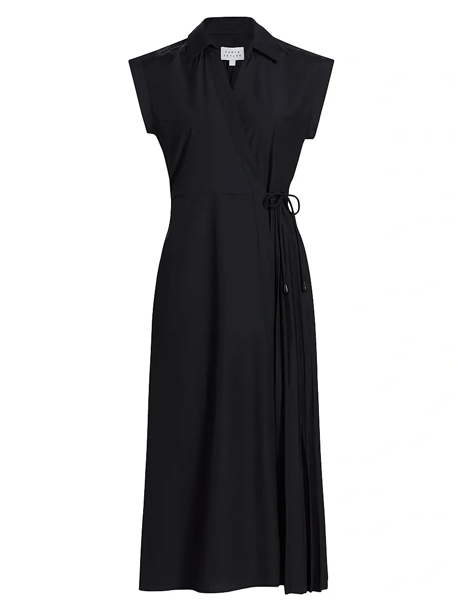 Tanya Taylor Women's Shivon Pintucked Midi-Dress - Black | Image 1 Tanya Taylor Women's Shivon Pintucked Midi-Dress - Black | Image 1