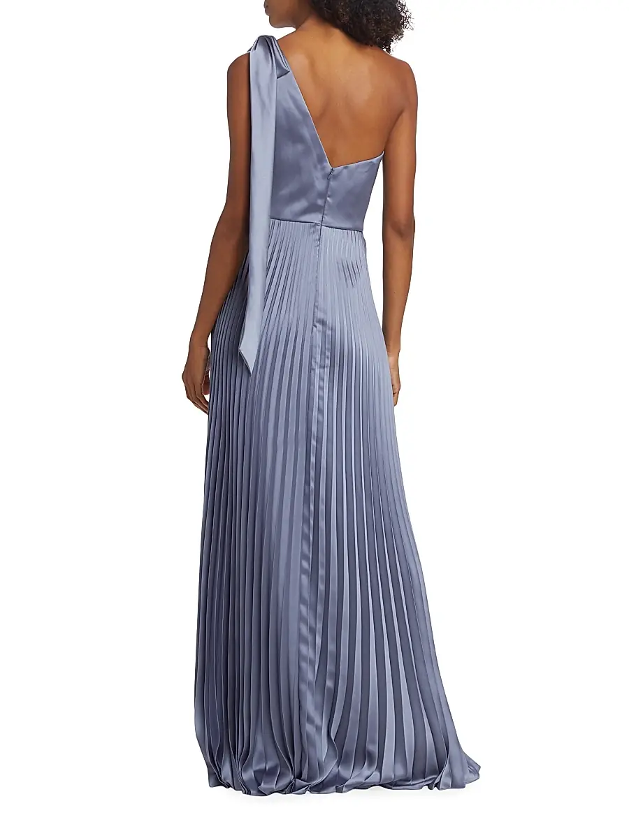 Amsale Women's Satin One-Shoulder Pleated Gown | Thumbnail 5
