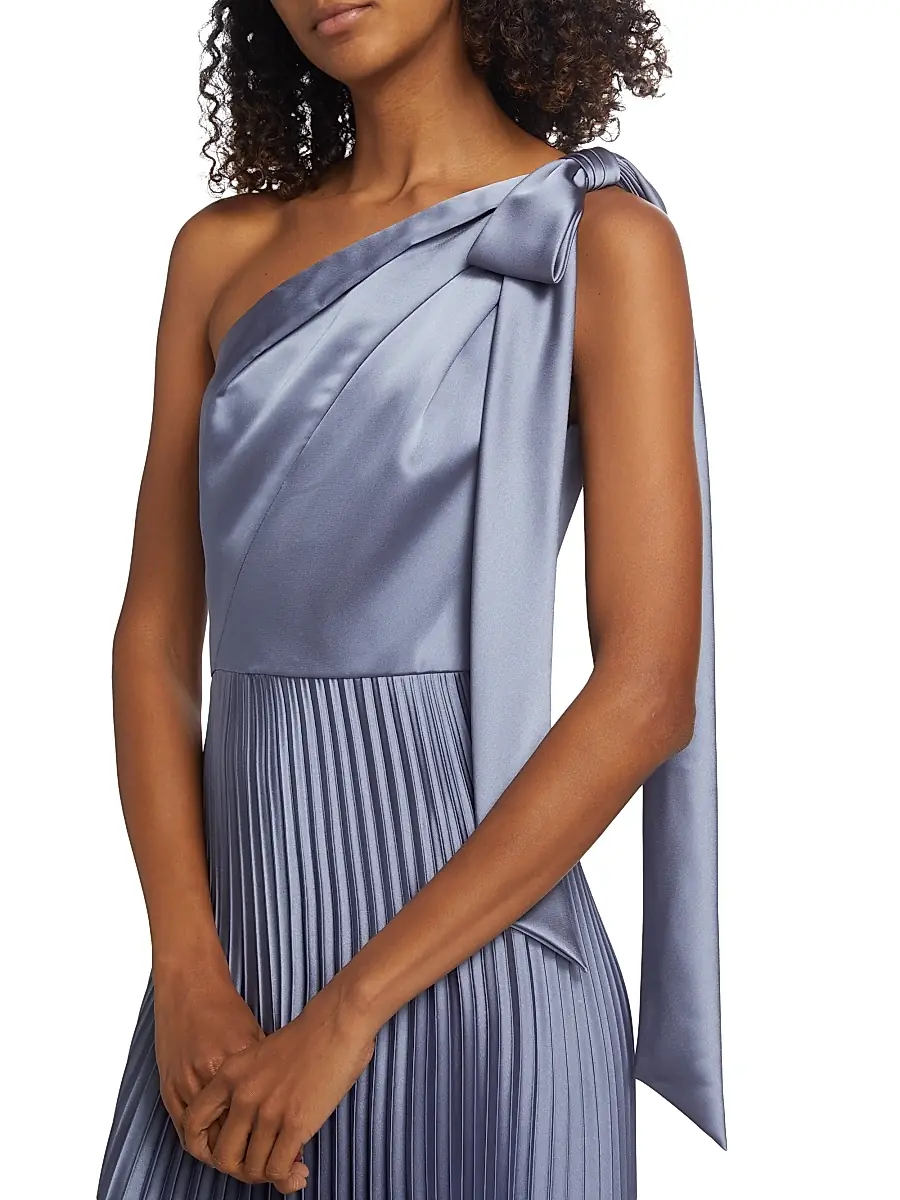Amsale Women's Satin One-Shoulder Pleated Gown | Thumbnail 6