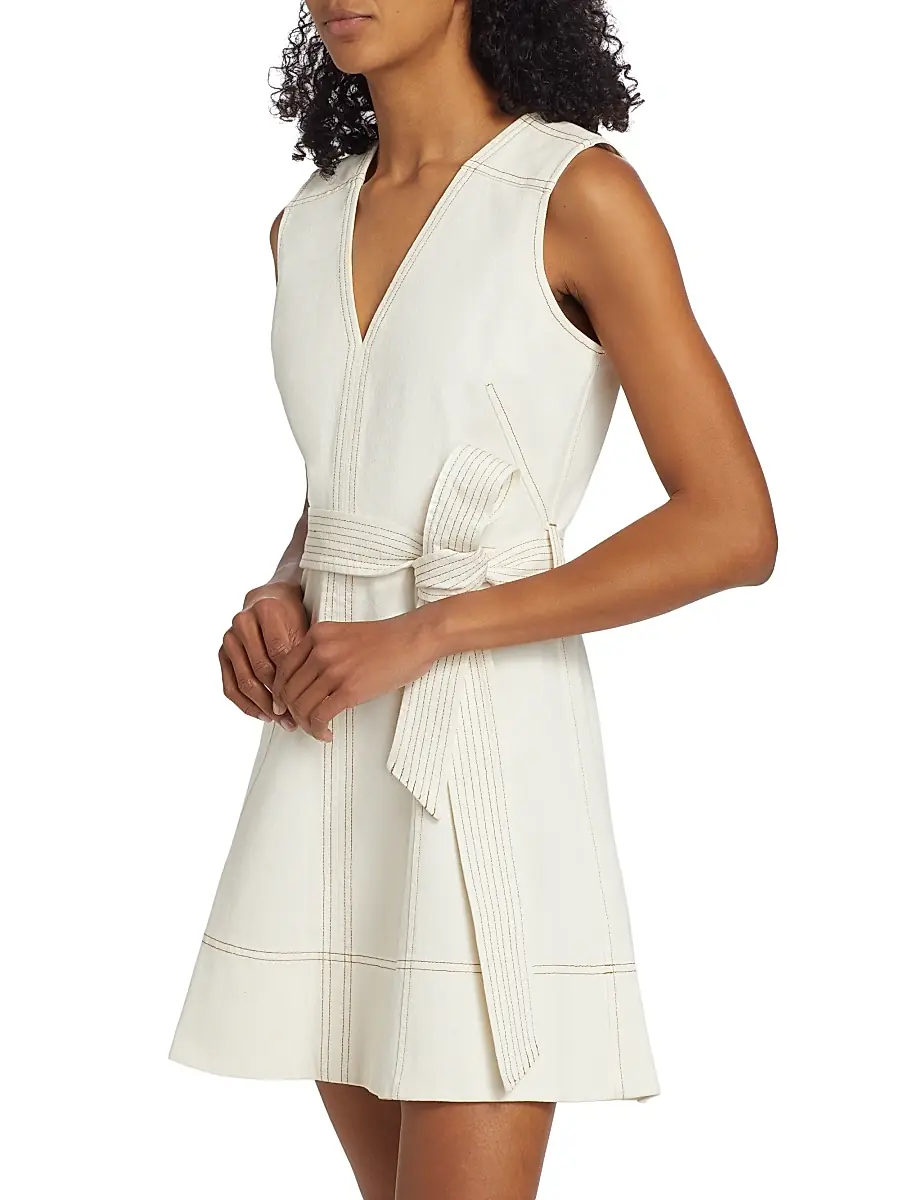 TANYA TAYLOR Women's Reina Cotton Belted Minidress | Thumbnail 4 TANYA TAYLOR Women's Reina Cotton Belted Minidress | Thumbnail 4