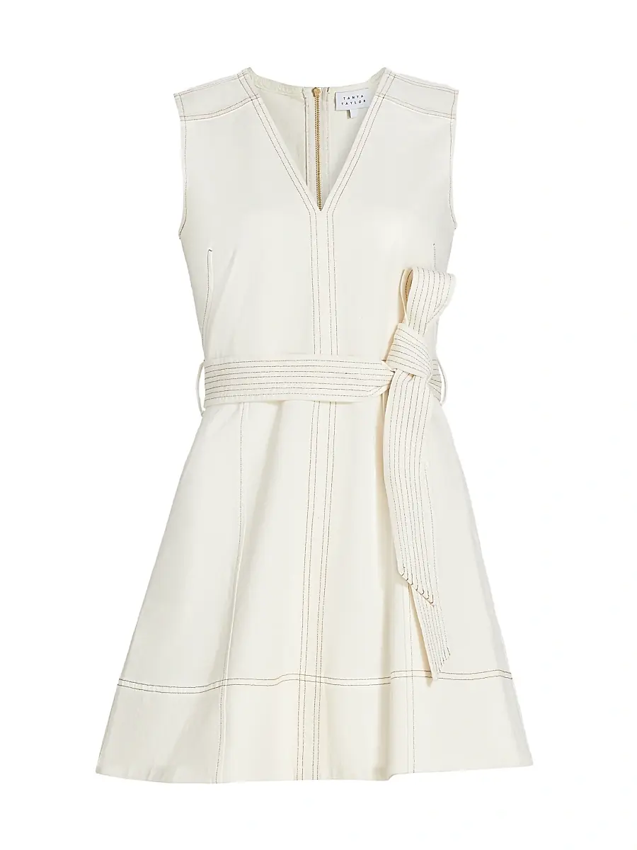 Tanya Taylor Women's Reina Cotton Belted Minidress - Chalk | Image 1 Tanya Taylor Women's Reina Cotton Belted Minidress - Chalk | Image 1