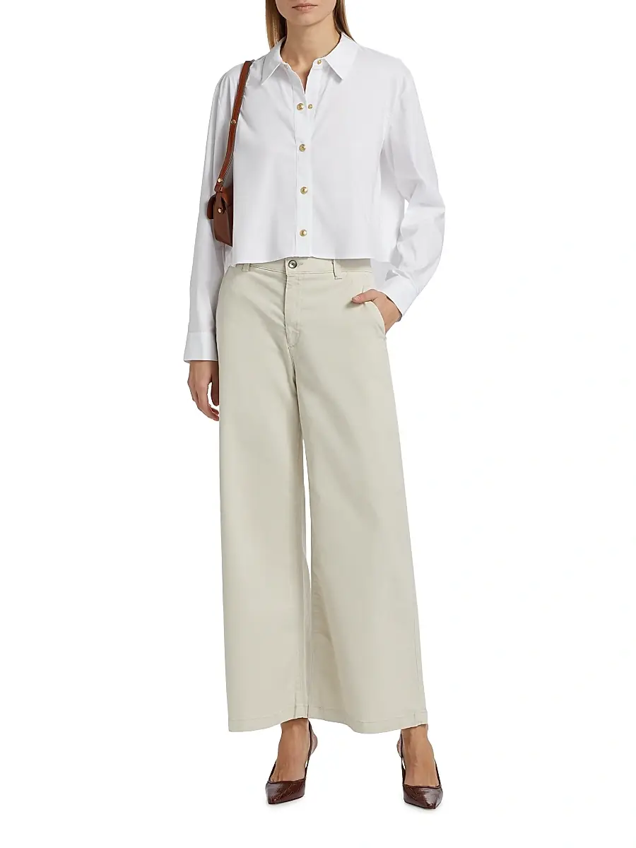 L'Agence Women's Cosette Crop High-Low Shirt | Thumbnail 2