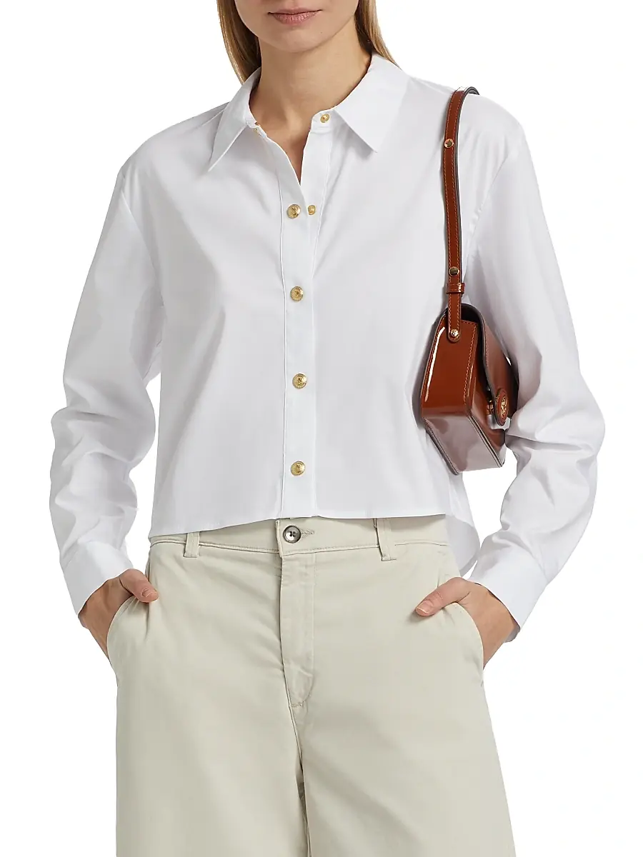 L'Agence Women's Cosette Crop High-Low Shirt | Thumbnail 3