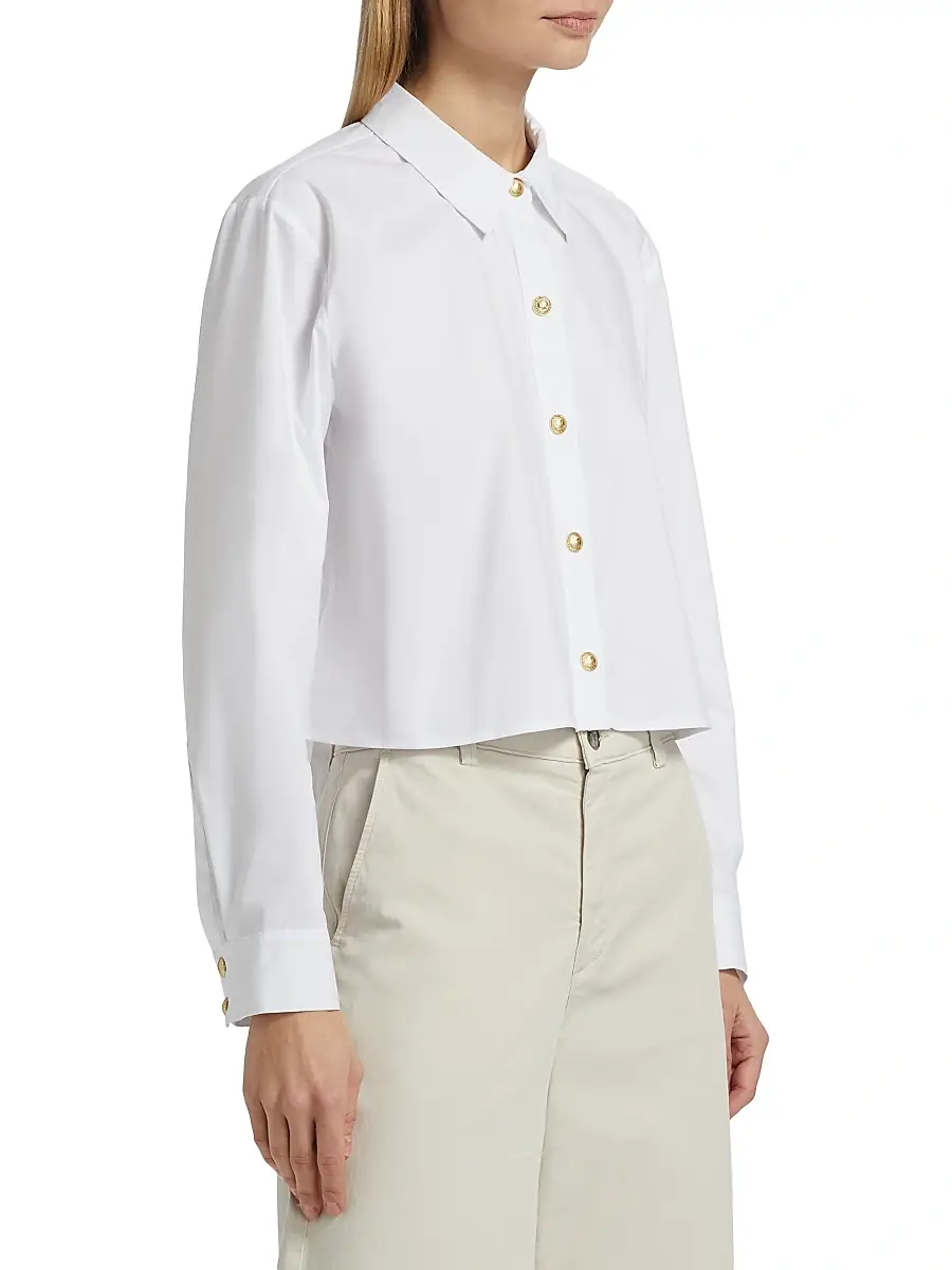 L'Agence Women's Cosette Crop High-Low Shirt | Thumbnail 4