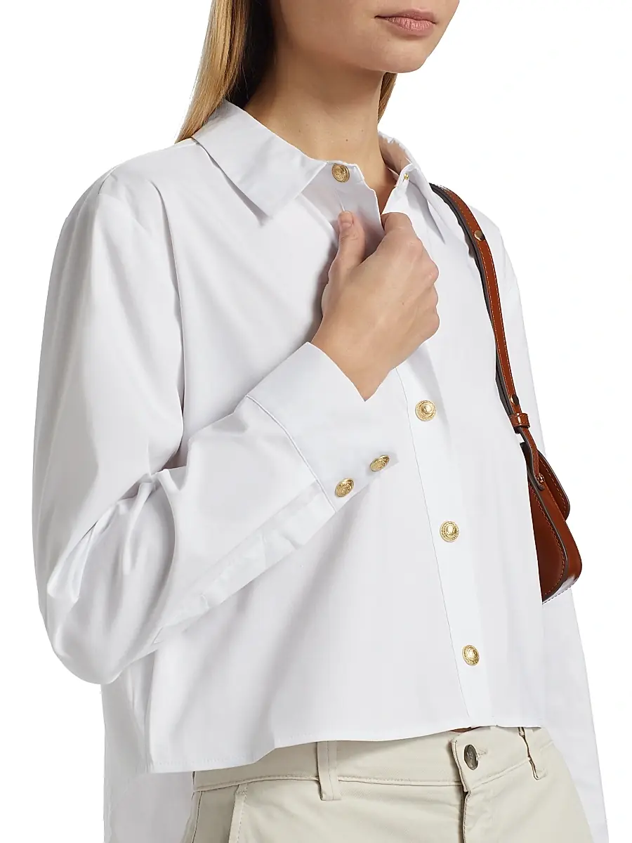 L'Agence Women's Cosette Crop High-Low Shirt | Thumbnail 6