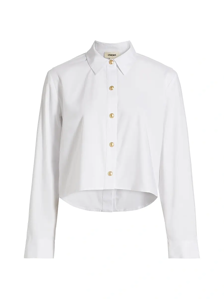 L'Agence Women's Cosette Crop High-Low Shirt