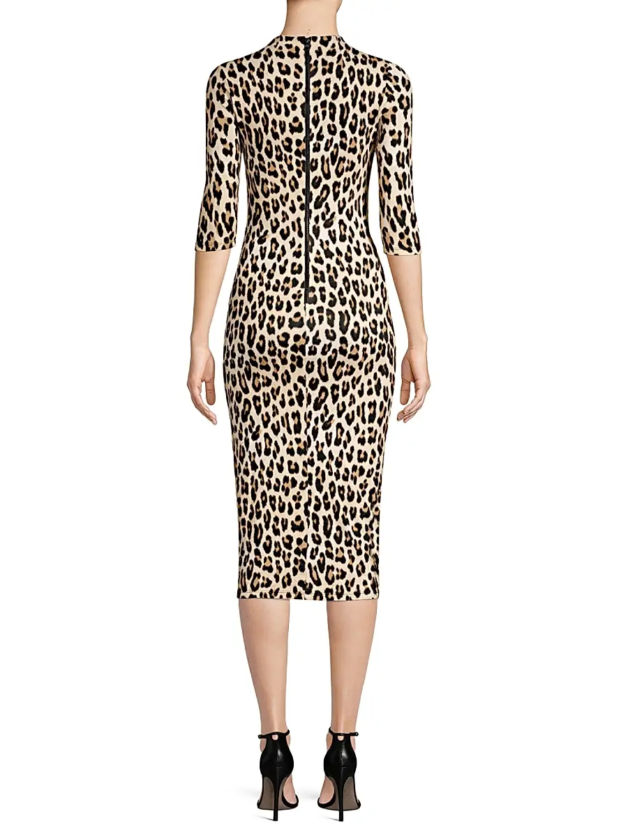 Alice + Olivia Women's Delora Leopard Bodycon Dress | Thumbnail 4 Alice + Olivia Women's Delora Leopard Bodycon Dress | Thumbnail 4
