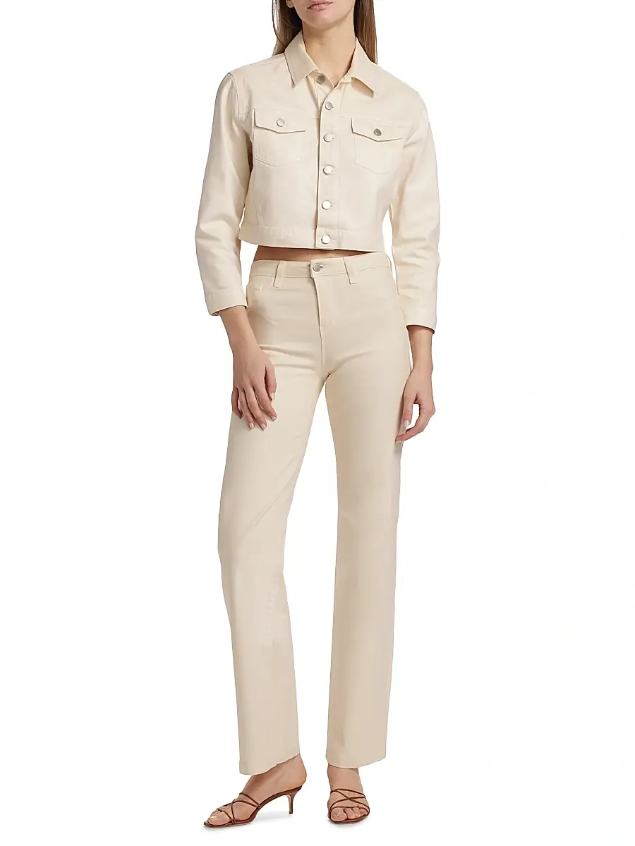 L'Agence Women's Koda Coated Denim Crop Jacket | Thumbnail 2