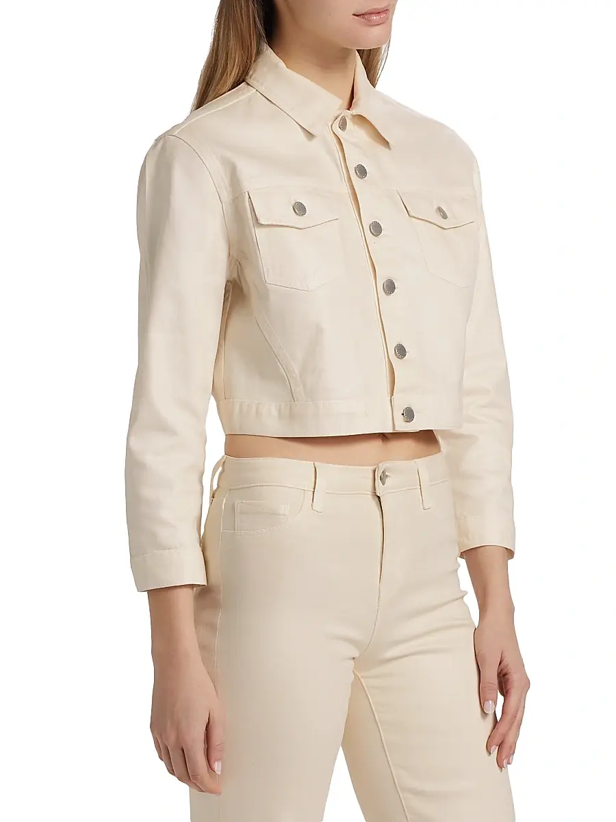 L'Agence Women's Koda Coated Denim Crop Jacket | Thumbnail 4