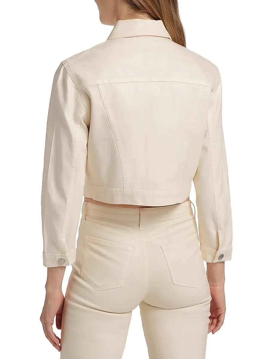 L'Agence Women's Koda Coated Denim Crop Jacket | Thumbnail 5