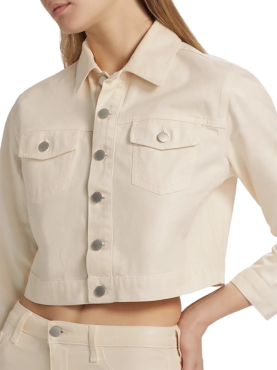 L'Agence Women's Koda Coated Denim Crop Jacket | Thumbnail 6