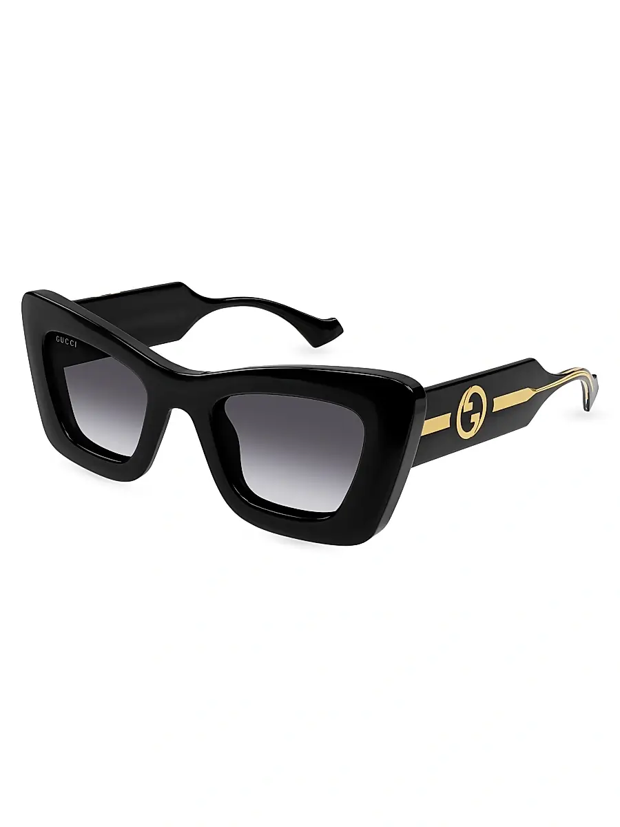 Gucci Women's La Piscine 49MM Cat-Eye Sunglasses - Black Grey Gradient | Image 1 Gucci Women's La Piscine 49MM Cat-Eye Sunglasses - Black Grey Gradient | Image 1