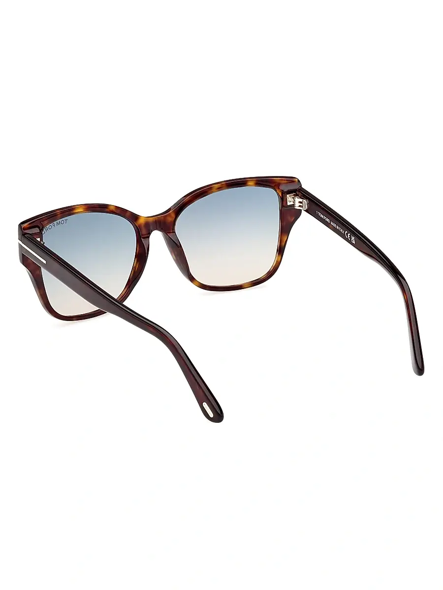 TOM FORD Women's Elsa 55MM Butterfly Sunglasses - Dark Havana Aqua Gradient | Thumbnail 5 TOM FORD Women's Elsa 55MM Butterfly Sunglasses - Dark Havana Aqua Gradient | Thumbnail 5