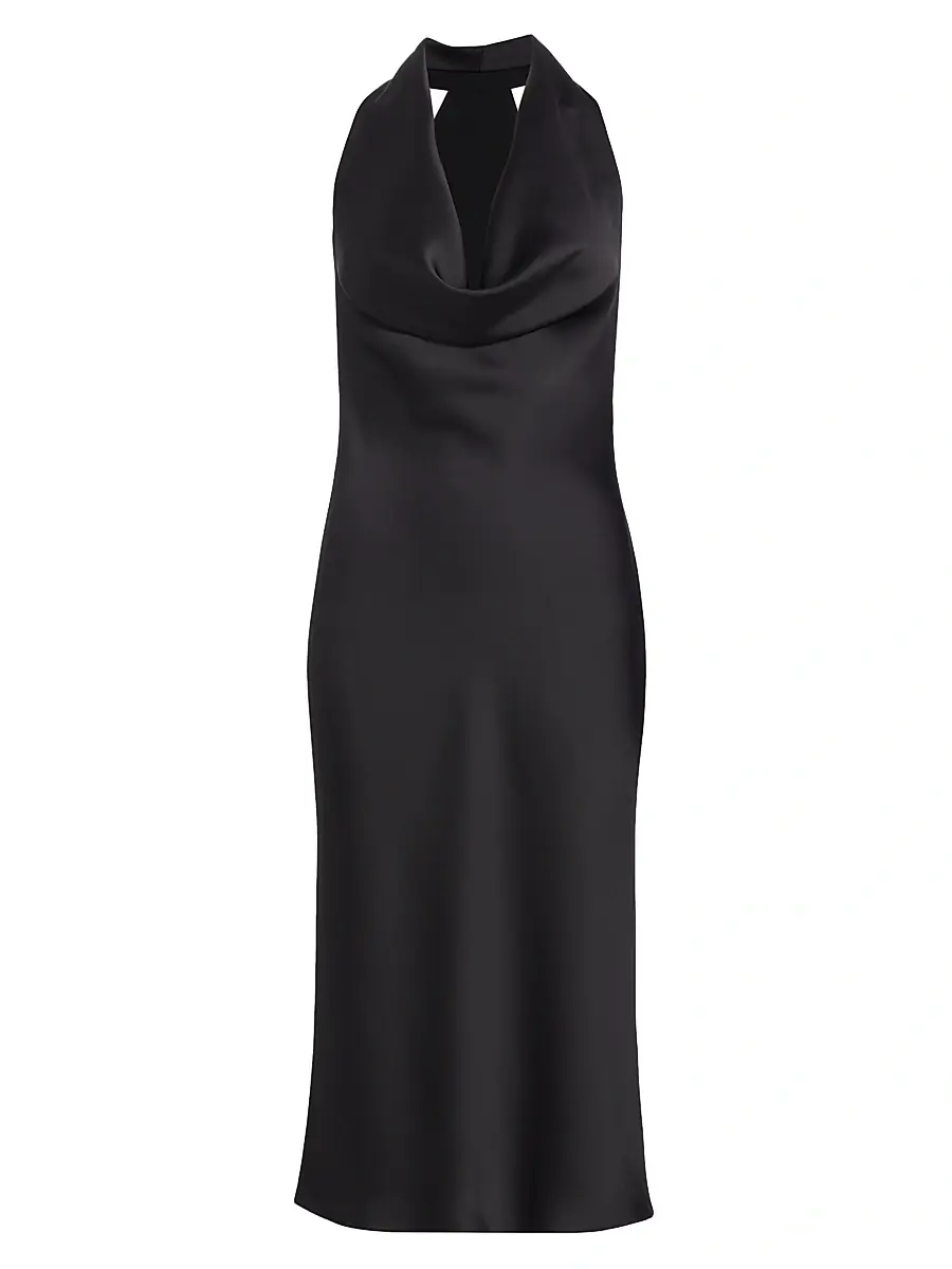 Norma Kamali Women's Satin Cowlneck Midi-Dress - Black | Image 1 Norma Kamali Women's Satin Cowlneck Midi-Dress - Black | Image 1