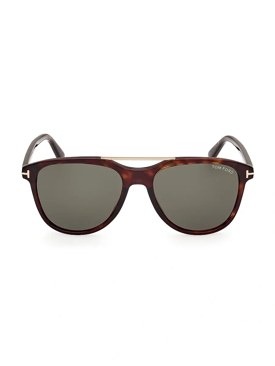 TOM FORD Men's Damian 54MM Pilot Sunglasses - Dark Havana Green | Thumbnail 3 TOM FORD Men's Damian 54MM Pilot Sunglasses - Dark Havana Green | Thumbnail 3
