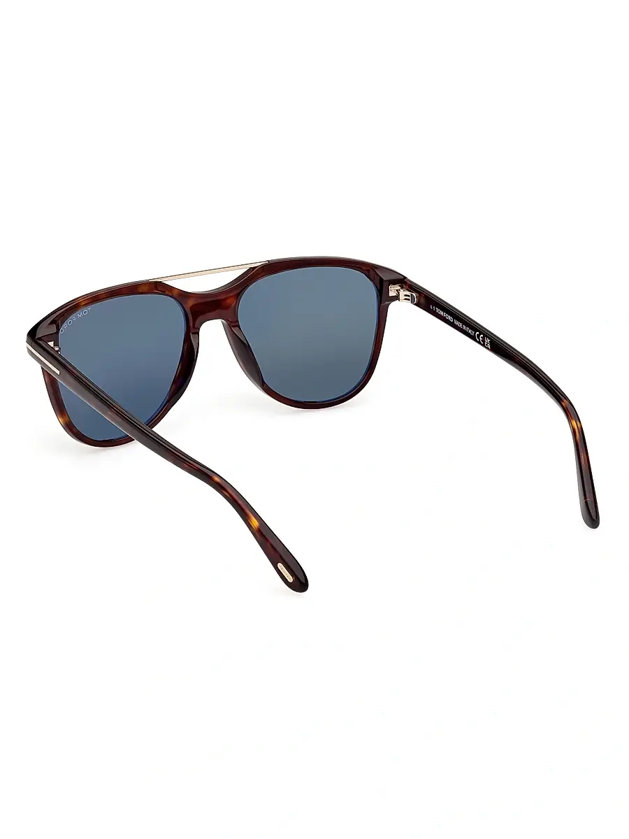 TOM FORD Men's Damian 54MM Pilot Sunglasses - Dark Havana Green | Thumbnail 6 TOM FORD Men's Damian 54MM Pilot Sunglasses - Dark Havana Green | Thumbnail 6