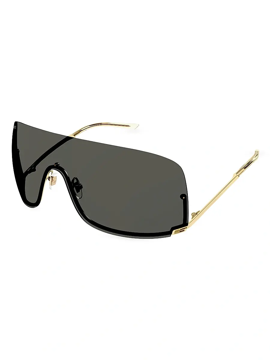 Gucci Women's Tom 99MM Shield Sunglasses - Gold Grey | Image 1 Gucci Women's Tom 99MM Shield Sunglasses - Gold Grey | Image 1
