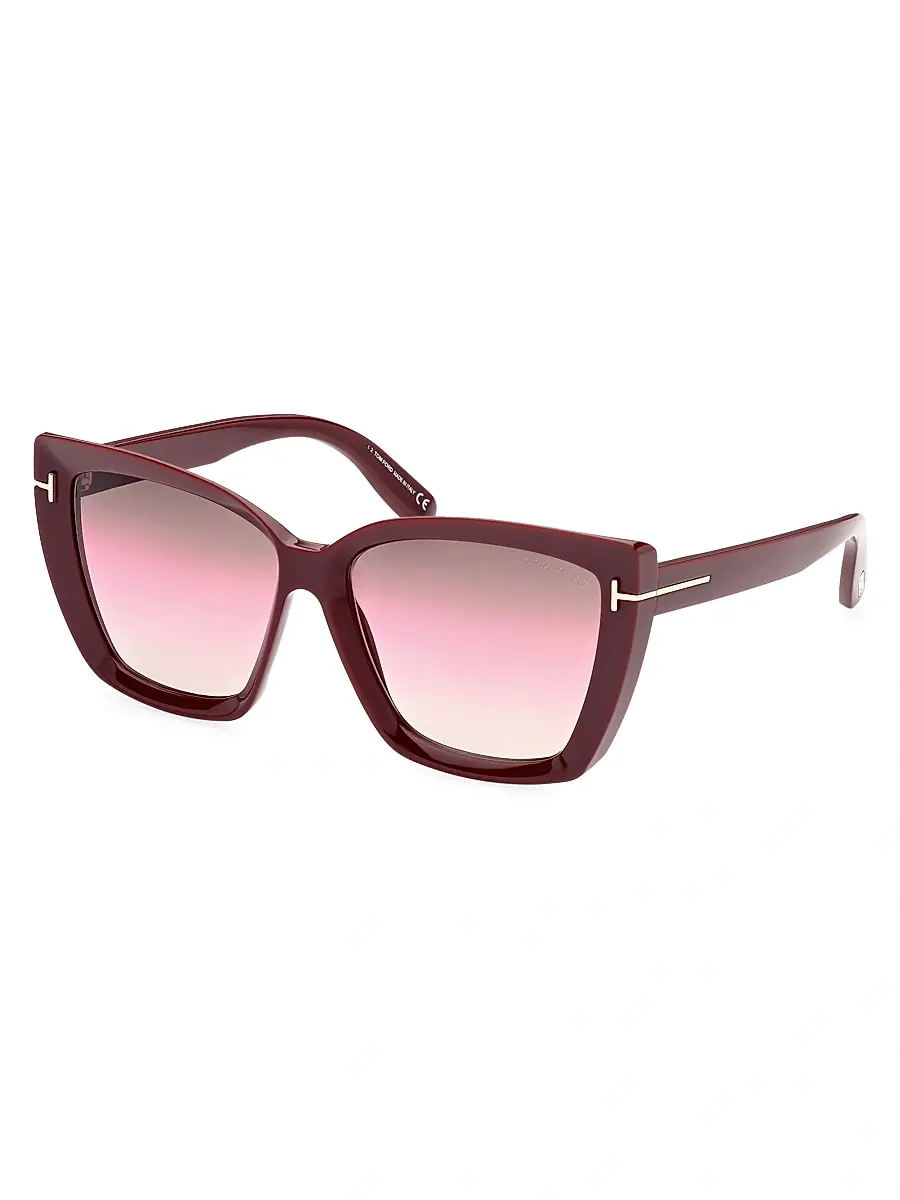 TOM FORD Women's Scarlet 57MM Square Sunglasses - Shiny Burgundy | Thumbnail 2