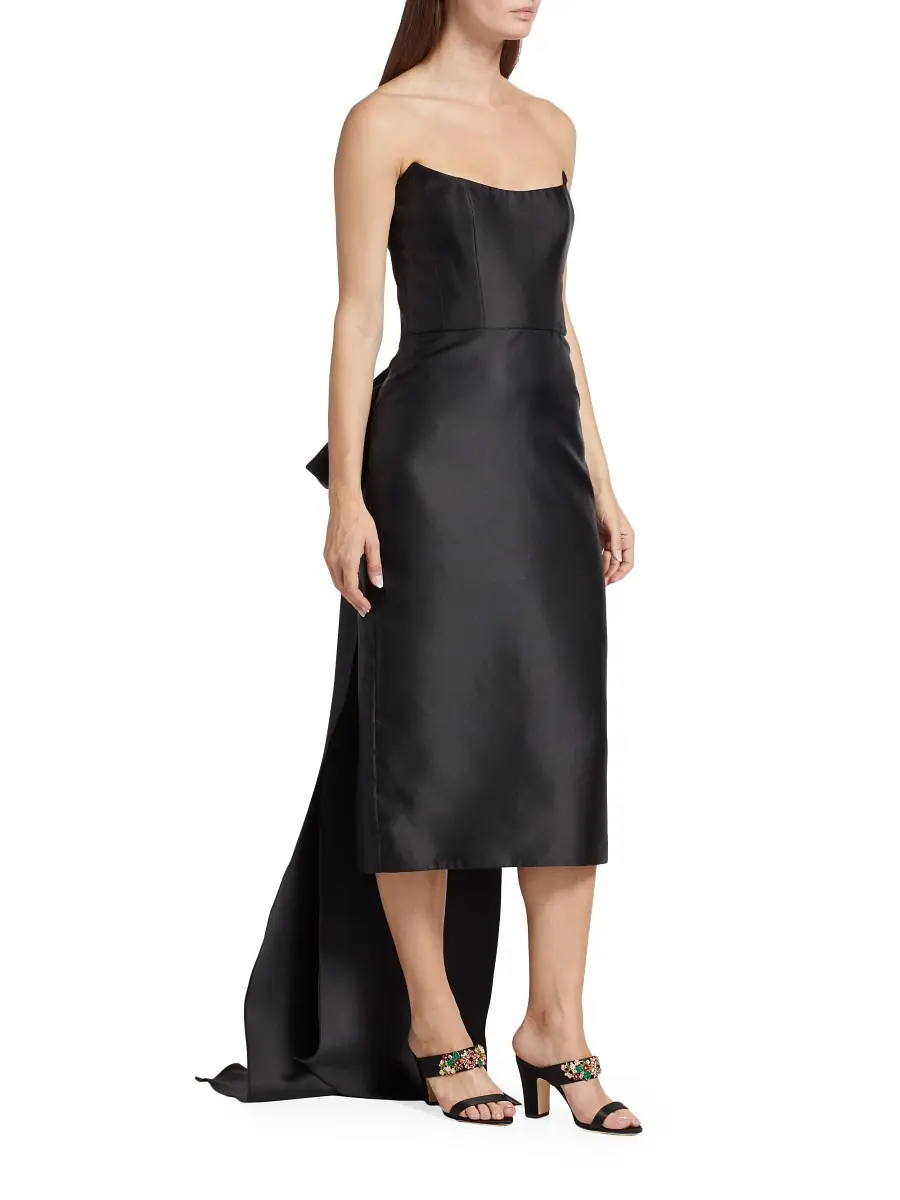 Amsale Women's Pointed Strapless Bow Cocktail Dress - Black | Thumbnail 3 Amsale Women's Pointed Strapless Bow Cocktail Dress - Black | Thumbnail 3
