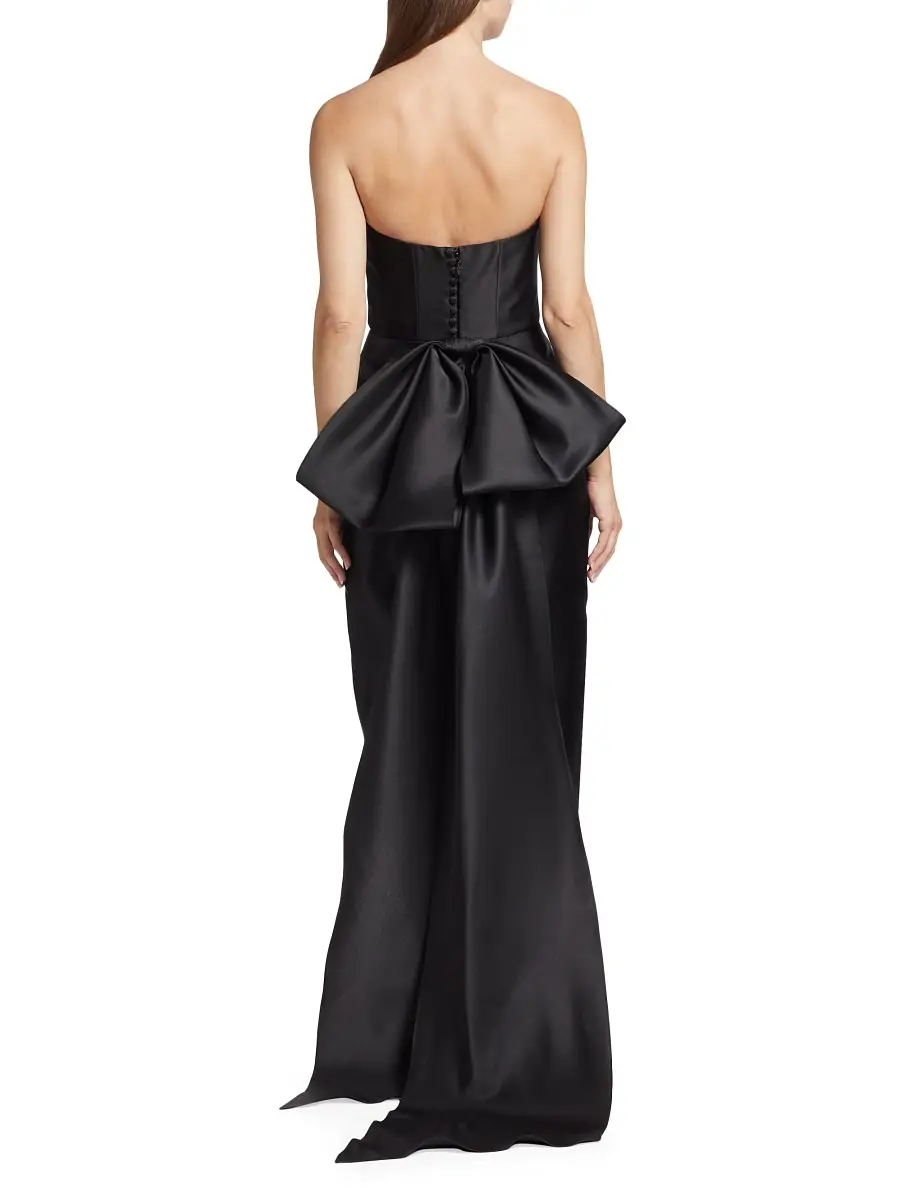 Amsale Women's Pointed Strapless Bow Cocktail Dress - Black | Thumbnail 4 Amsale Women's Pointed Strapless Bow Cocktail Dress - Black | Thumbnail 4