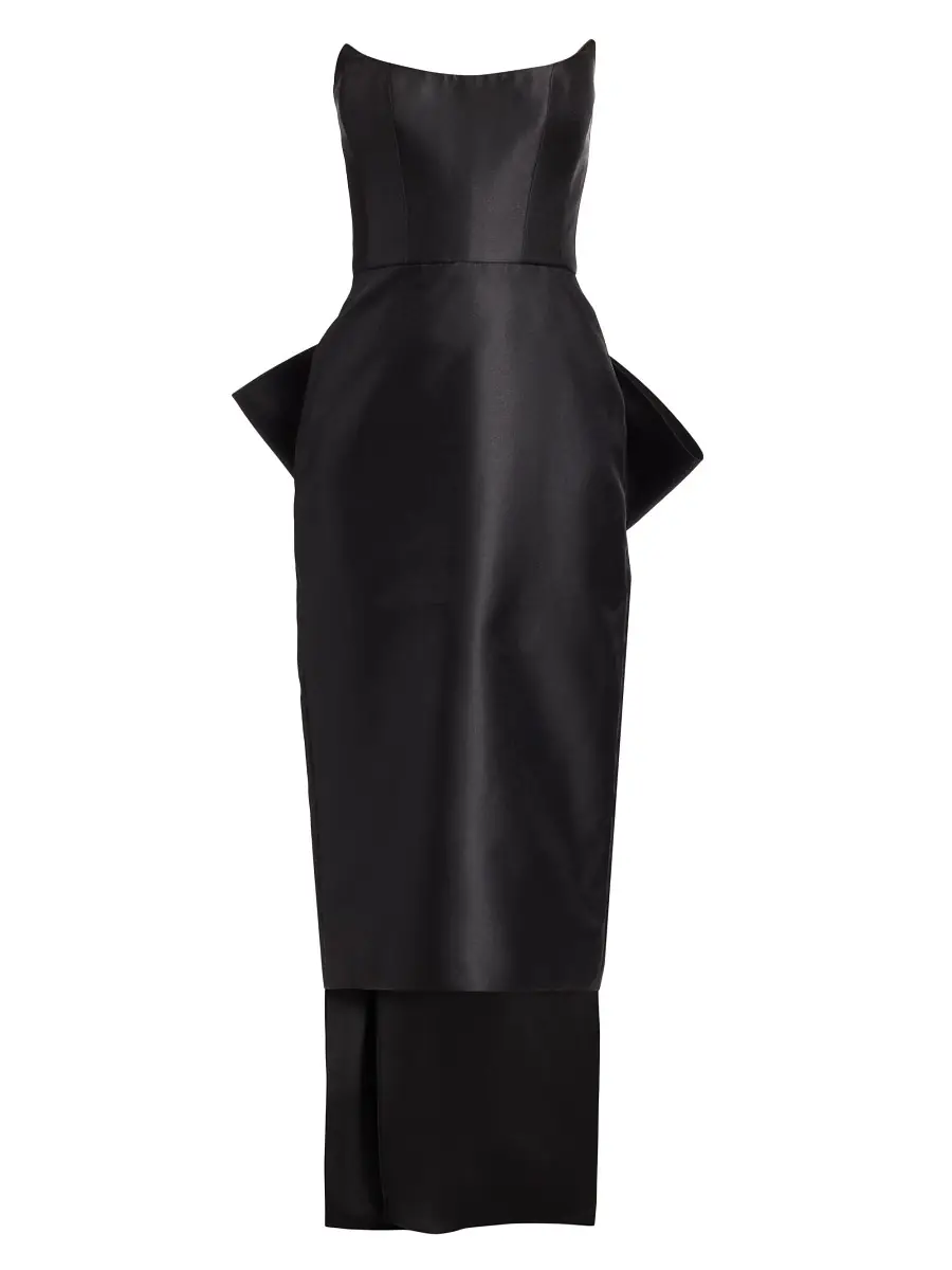 Amsale Women's Pointed Strapless Bow Cocktail Dress - Black | Thumbnail 7 Amsale Women's Pointed Strapless Bow Cocktail Dress - Black | Thumbnail 7