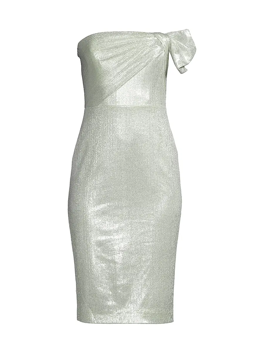 Black Halo Women's Divina Metallic Sheath Dress - Luxe Glow | Image 1 Black Halo Women's Divina Metallic Sheath Dress - Luxe Glow | Image 1