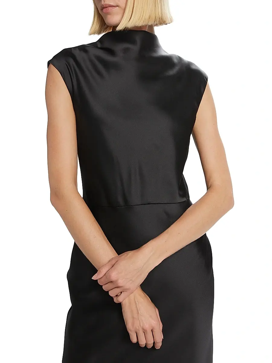 Amsale Women's Satin High Cowlneck A-Line Gown | Thumbnail 6