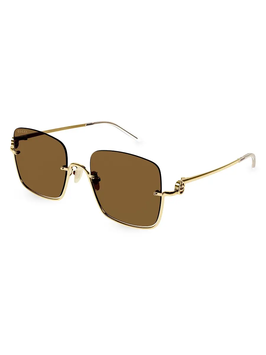 Gucci Women's GG Upside Down Square Sunglasses - Gold | Image 1 Gucci Women's GG Upside Down Square Sunglasses - Gold | Image 1