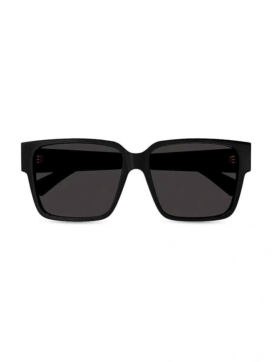 Bottega Veneta Women's Bold Triangle Stud 59MM Square Sunglasses - Black Dark Grey | Thumbnail 2 Bottega Veneta Women's Bold Triangle Stud 59MM Square Sunglasses - Black Dark Grey | Thumbnail 2