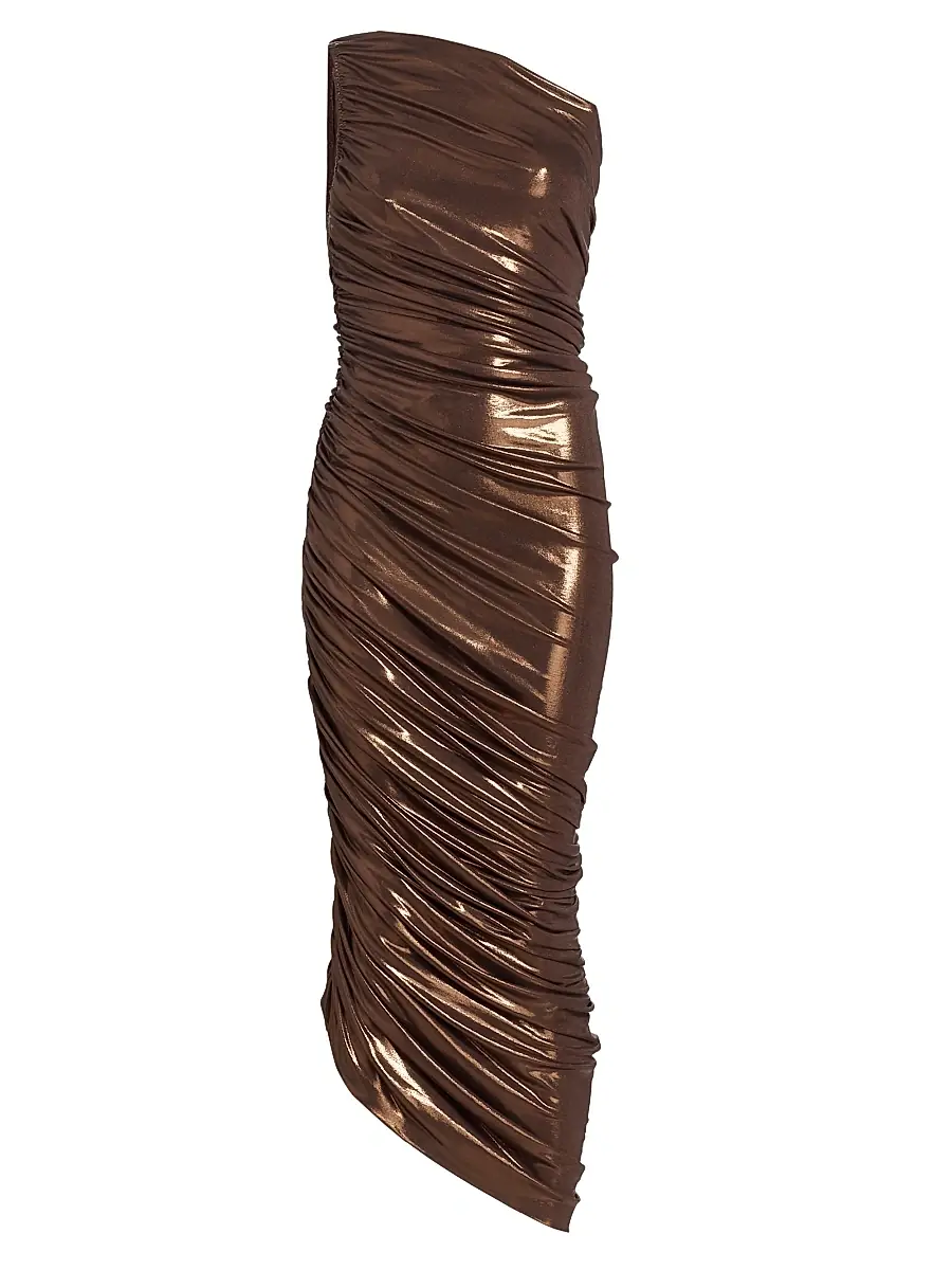 Norma Kamali Women's Diana Metallic One-Shoulder Midi-Dress - Chocolate | Image 1 Norma Kamali Women's Diana Metallic One-Shoulder Midi-Dress - Chocolate | Image 1