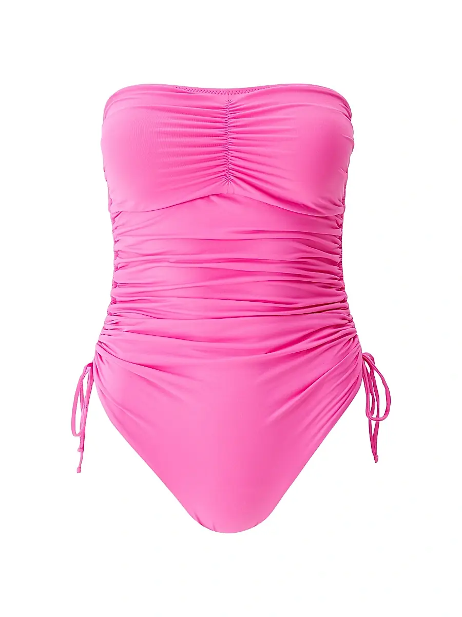 Melissa Odabash Women's Sydney Ruched Bandeau One-Piece Swimsuit - Watermelon | Image 1 Melissa Odabash Women's Sydney Ruched Bandeau One-Piece Swimsuit - Watermelon | Image 1