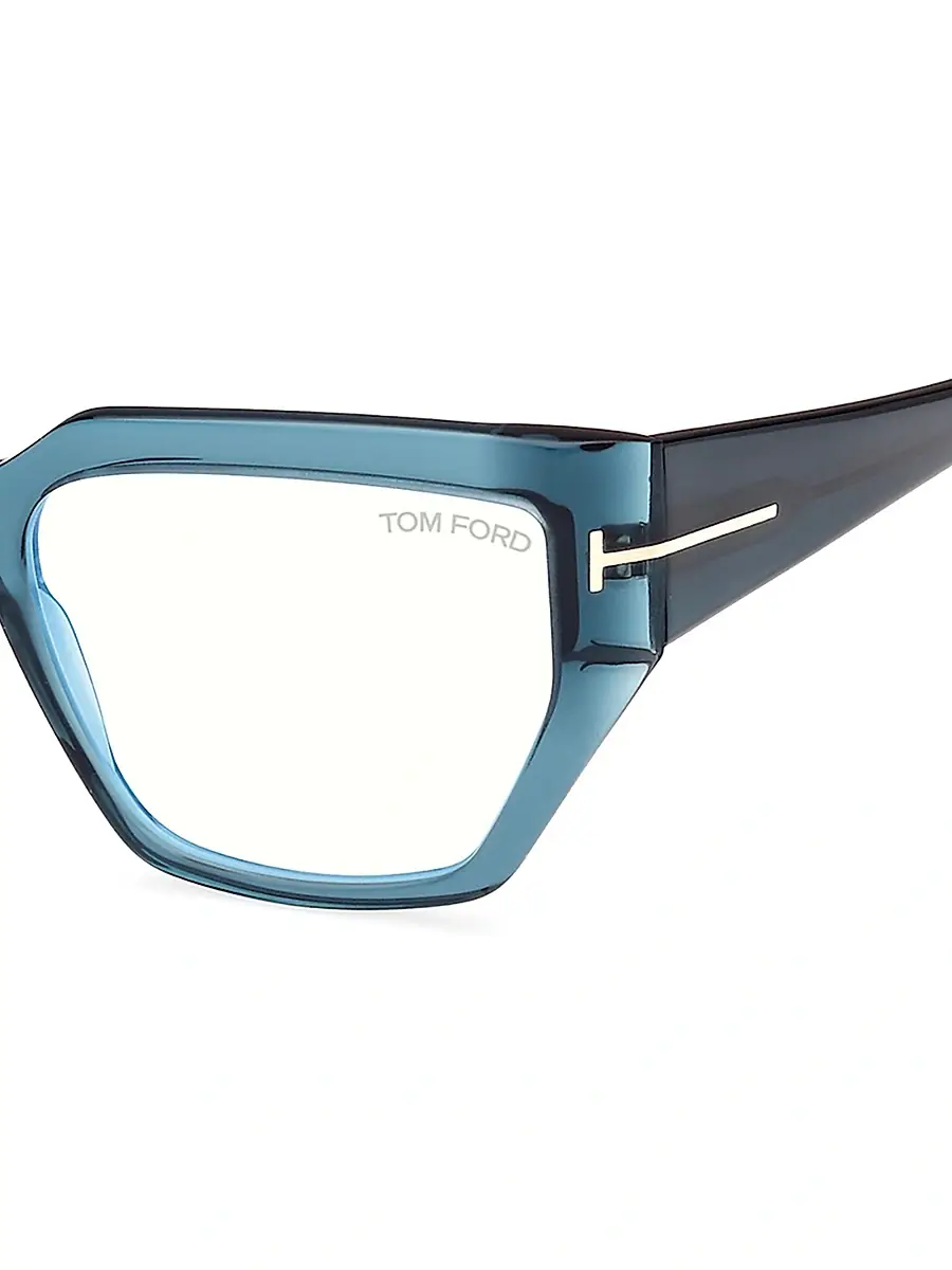TOM FORD Women's 54MM Blue Block Square Eyeglasses - Transparent Dark Teal | Thumbnail 3 TOM FORD Women's 54MM Blue Block Square Eyeglasses - Transparent Dark Teal | Thumbnail 3