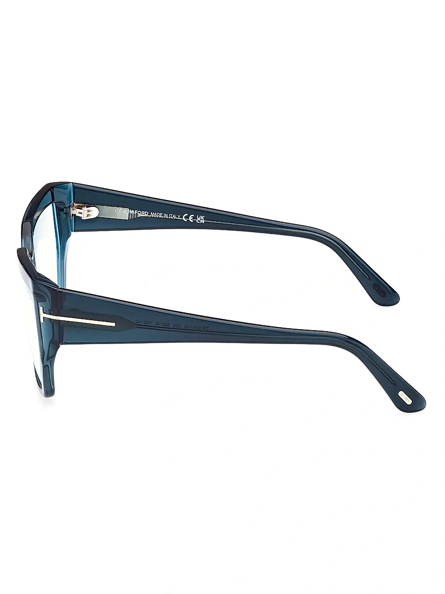 TOM FORD Women's 54MM Blue Block Square Eyeglasses - Transparent Dark Teal | Thumbnail 4 TOM FORD Women's 54MM Blue Block Square Eyeglasses - Transparent Dark Teal | Thumbnail 4