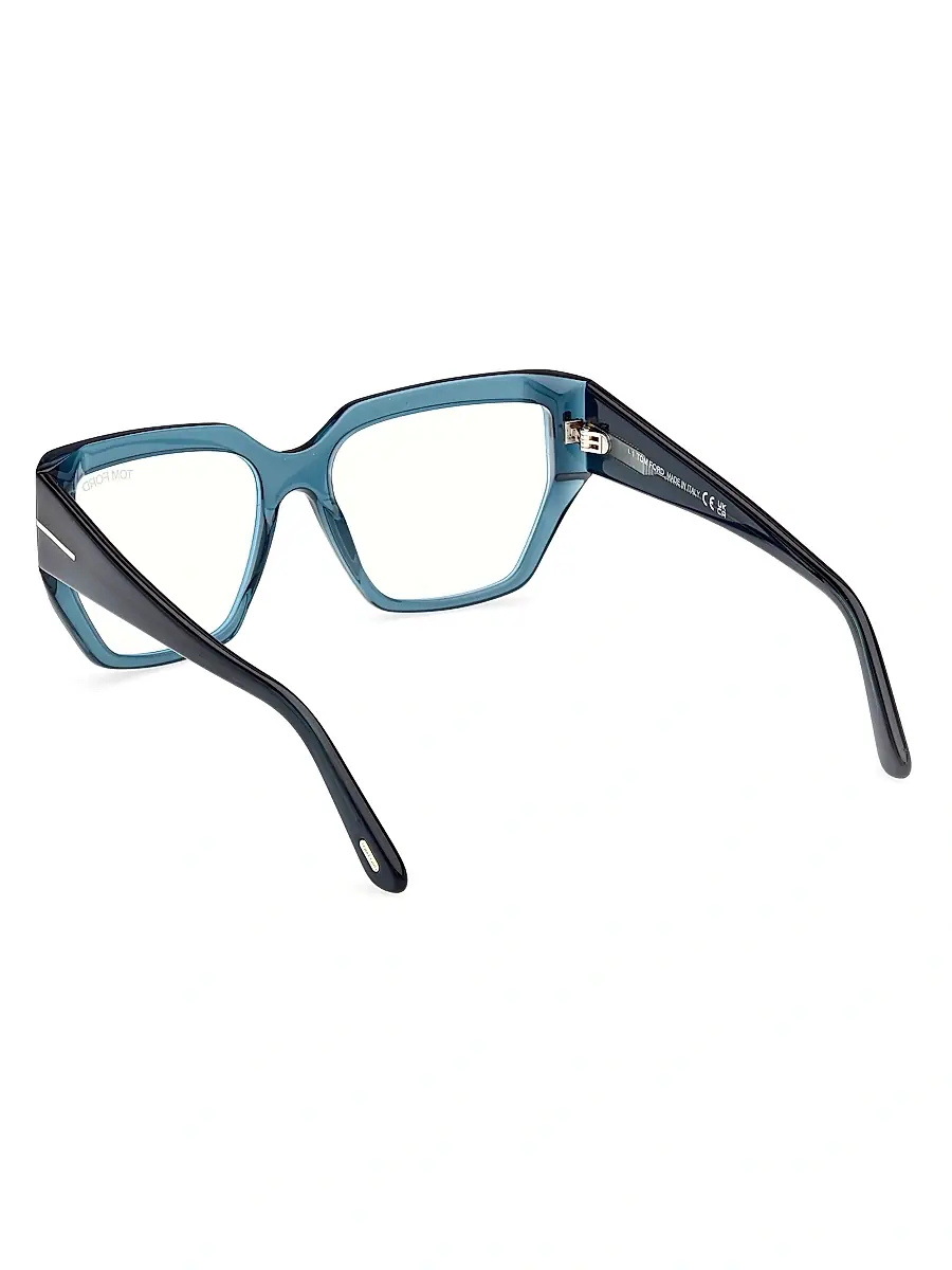 TOM FORD Women's 54MM Blue Block Square Eyeglasses - Transparent Dark Teal | Thumbnail 5 TOM FORD Women's 54MM Blue Block Square Eyeglasses - Transparent Dark Teal | Thumbnail 5