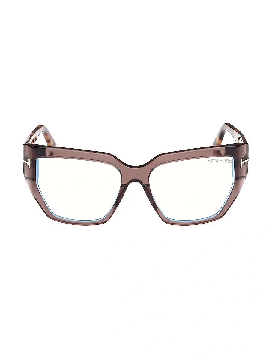 TOM FORD Women's 54MM Blue Block Square Eyeglasses - Transparent Dark Teal | Thumbnail 7 TOM FORD Women's 54MM Blue Block Square Eyeglasses - Transparent Dark Teal | Thumbnail 7