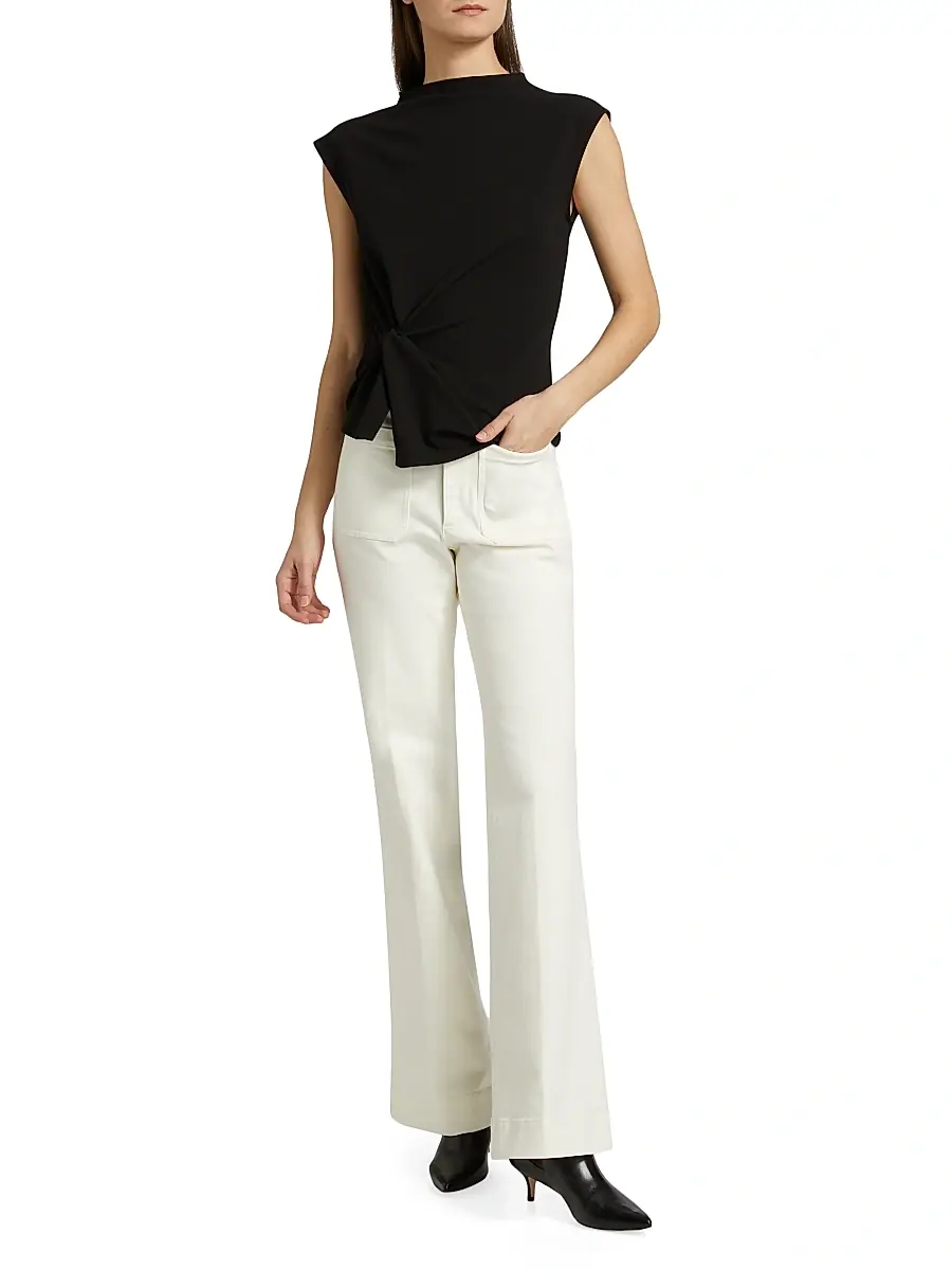 TANYA TAYLOR Women's Robin Knot Cap-Sleeve Blouse | Thumbnail 2 TANYA TAYLOR Women's Robin Knot Cap-Sleeve Blouse | Thumbnail 2