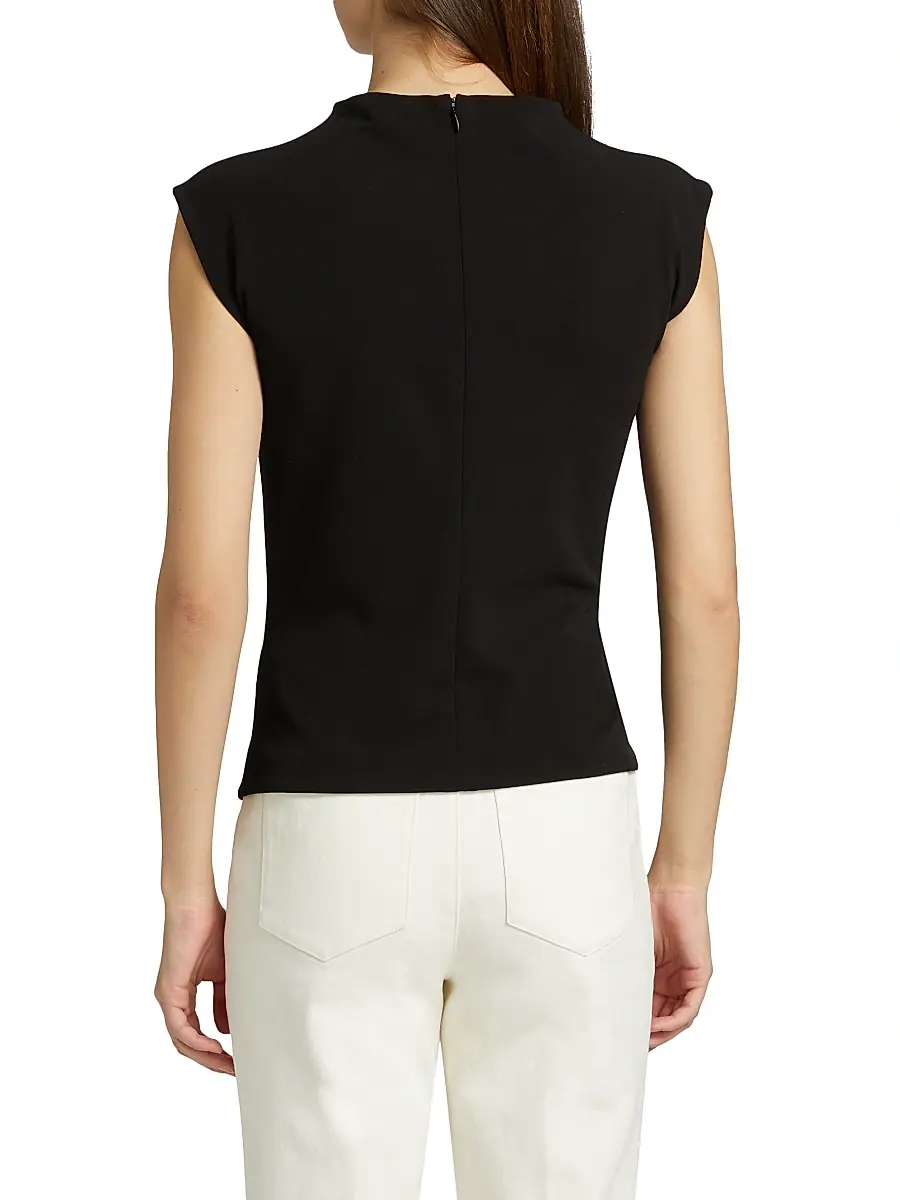 TANYA TAYLOR Women's Robin Knot Cap-Sleeve Blouse | Thumbnail 5 TANYA TAYLOR Women's Robin Knot Cap-Sleeve Blouse | Thumbnail 5