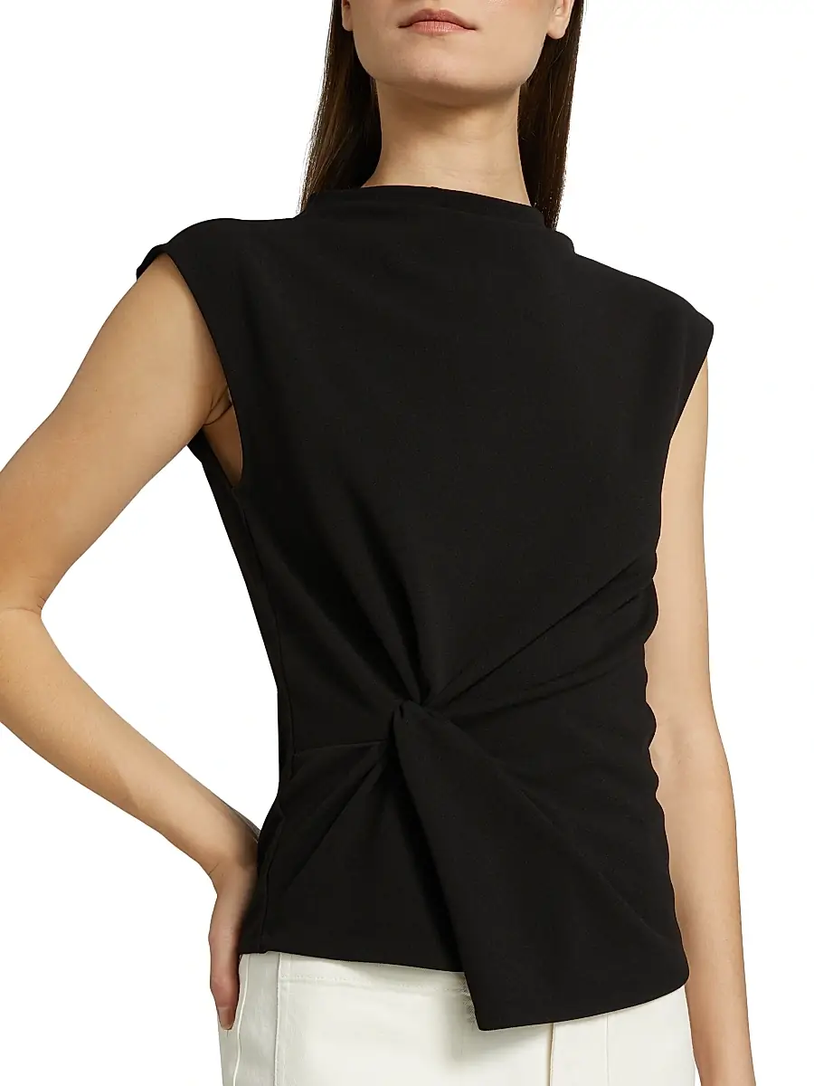 TANYA TAYLOR Women's Robin Knot Cap-Sleeve Blouse | Thumbnail 6 TANYA TAYLOR Women's Robin Knot Cap-Sleeve Blouse | Thumbnail 6